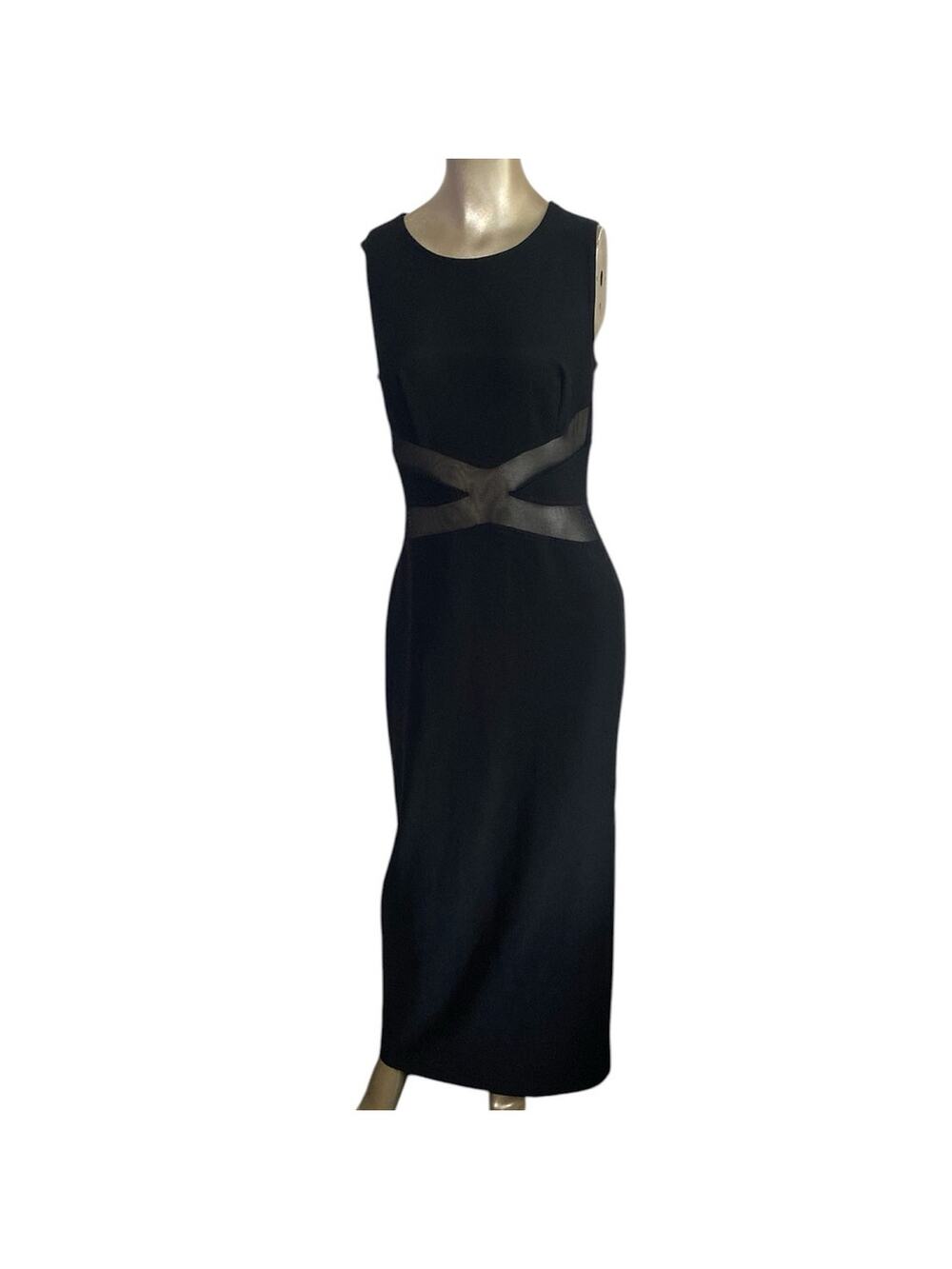 Vintage Rampage Black Mesh Criss Cross Maxi Dress Made in the USA. Size Large